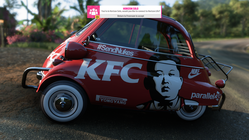 Livery with Kim Jong Un in Forza Horizon 5 | Source: reddit.com/r/forza